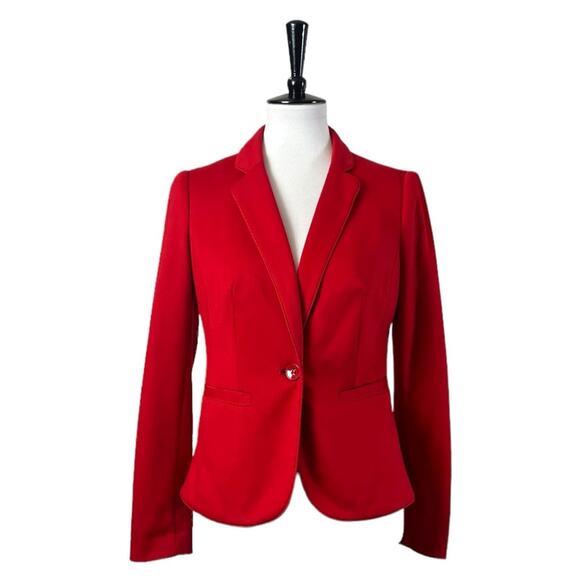 The Limited Soft Blazer Notch Lapel One Button Ponte Knit Red Women’s Size Small - Picture 1 of 10